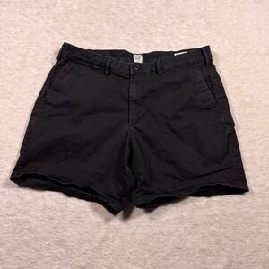 GAP Men's Essential Khaki Black 7" Shorts Flat Front Cotton Blend Size 36